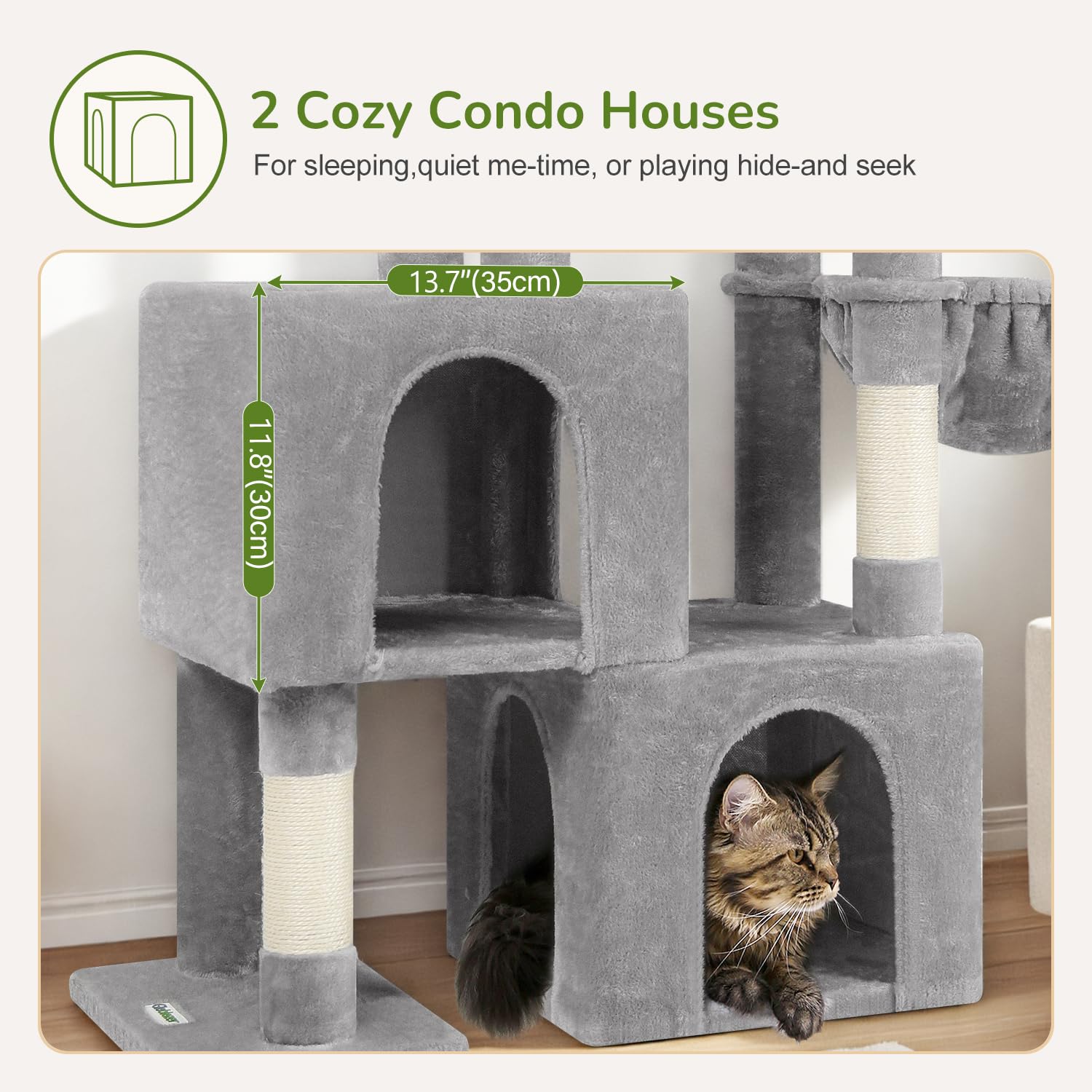 Globlazer cat condo duo provides private resting spaces for two cats.