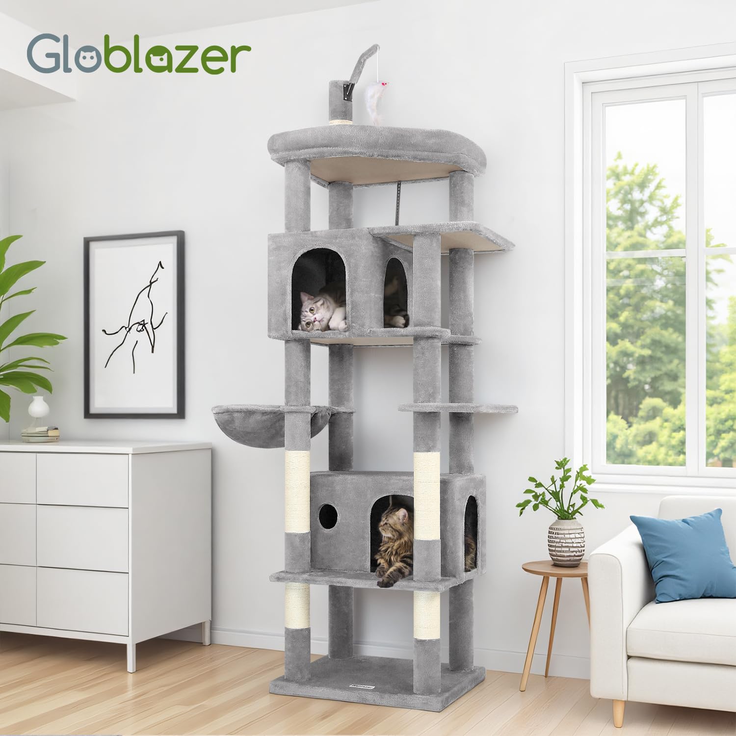 Globlazer cat tree wide base with anti-tip design for stability