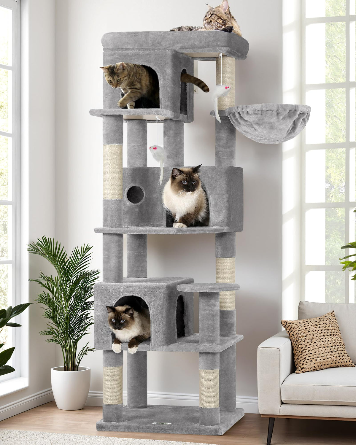 Globlazer corner cat tree 66inch with spacious top platform for multi-cat lounging
