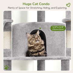 Globlazer corner cat tree hanging basket creates a secondary relaxation nook.