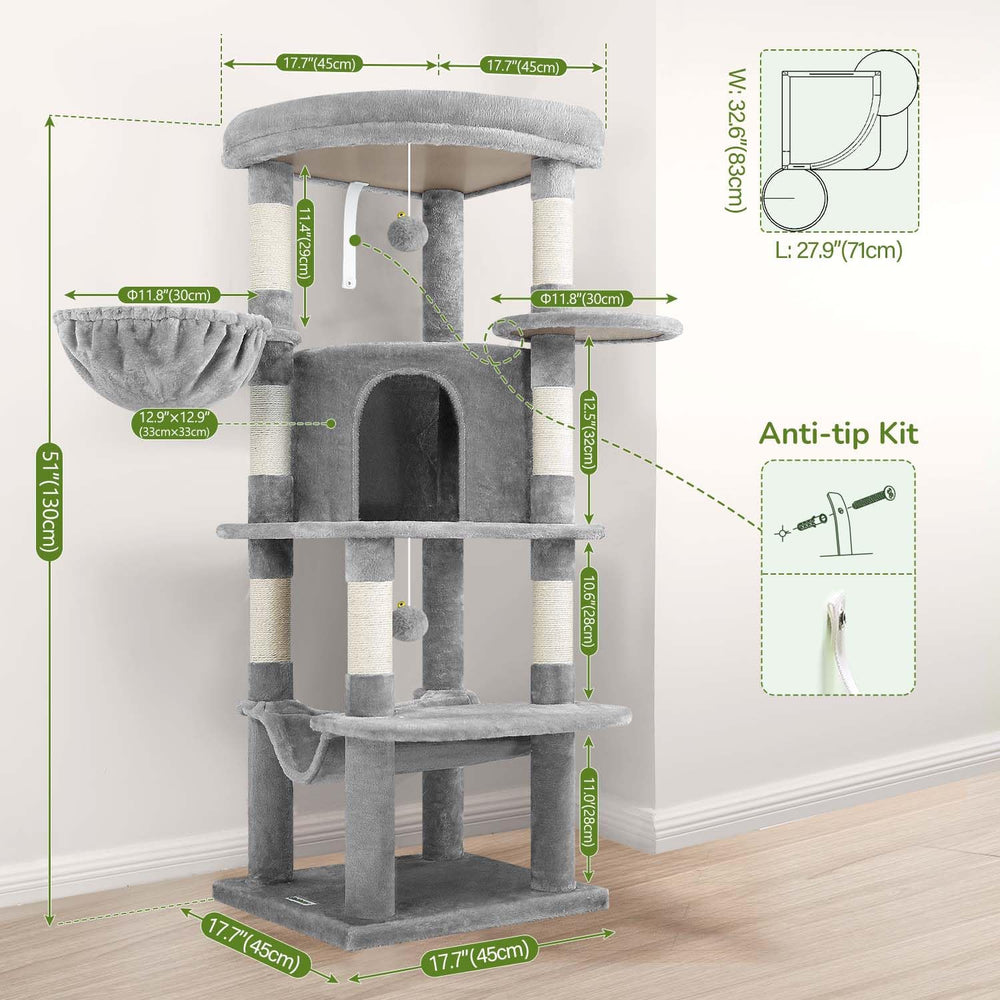 Globlazer corner cat tree side view showcases space-saving corner design.
