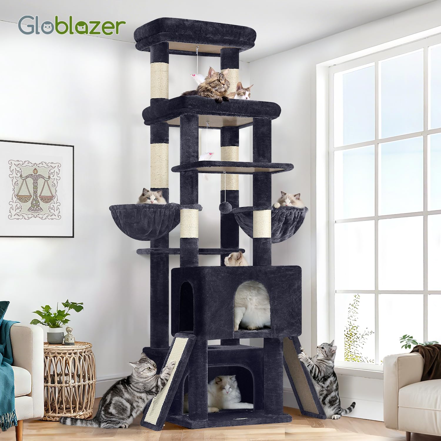 Globlazer dark grey cat tree complements modern interiors