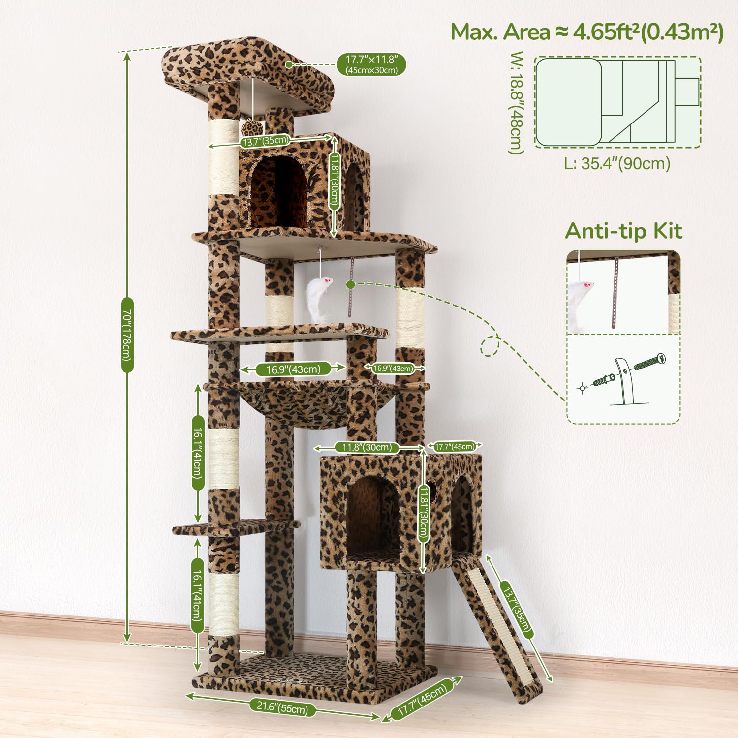 Globlazer F70 Pro cat tree in assembly stage for indoor setup