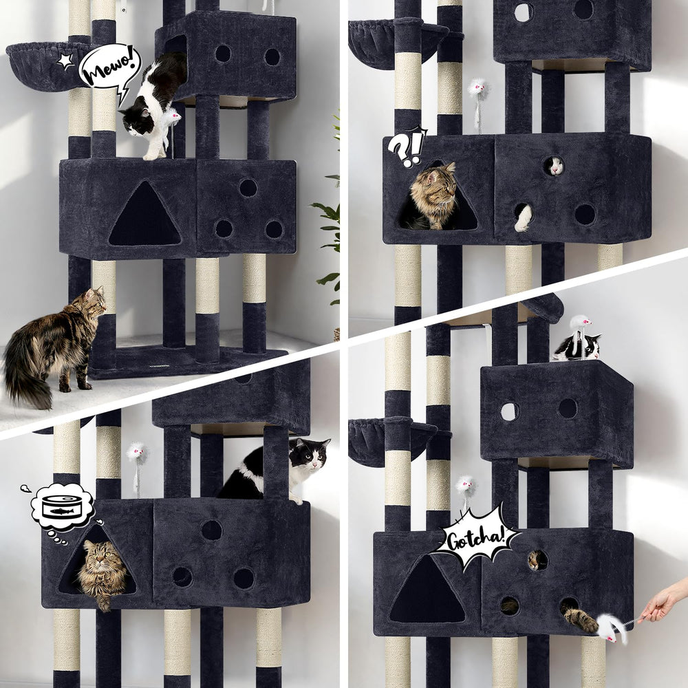 Globlazer F81 cat tower with two platforms highlighting versatile play spaces