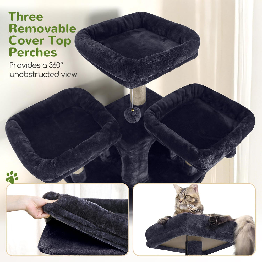 Globlazer F82 hanging baskets create playful lounge spots for cats.
