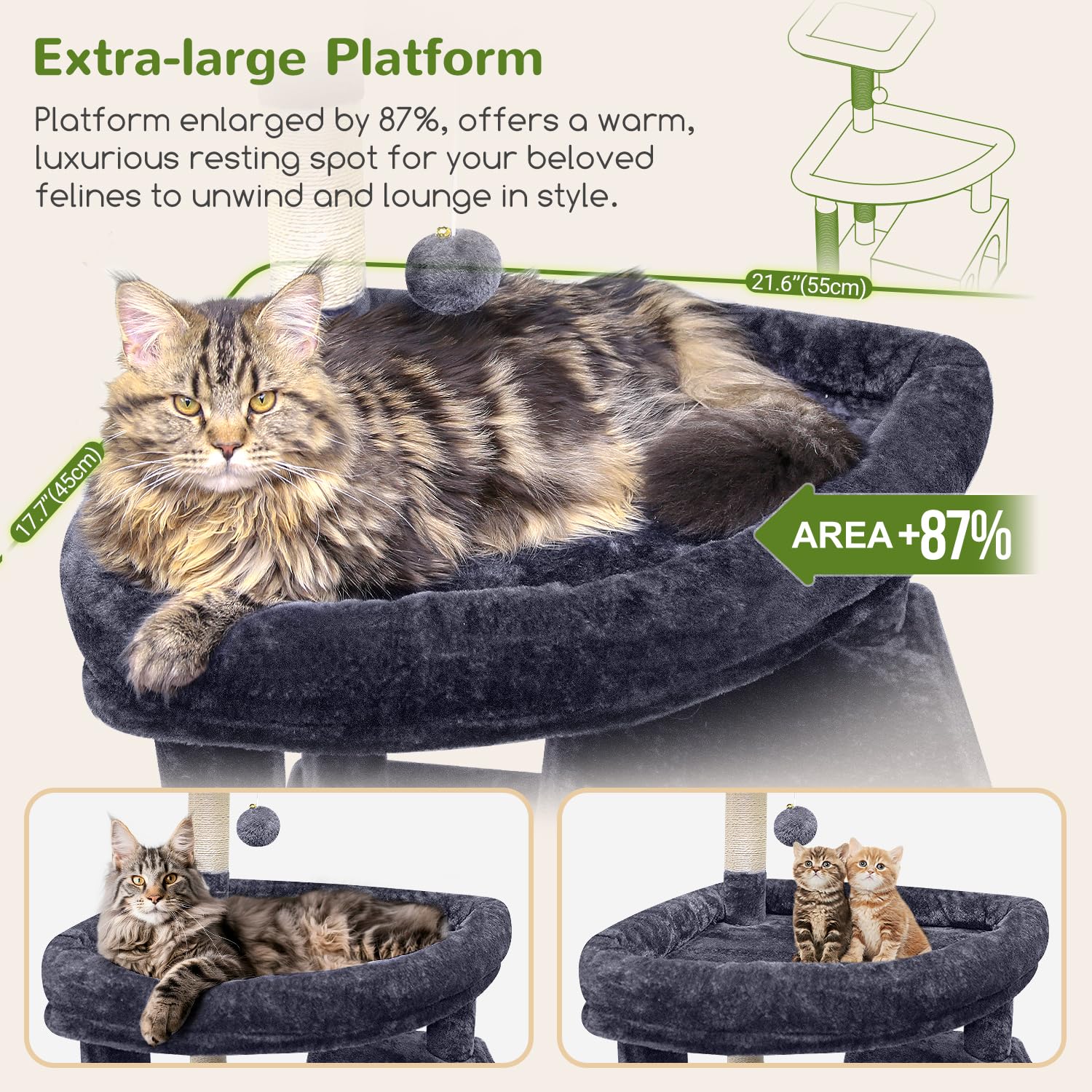 Globlazer Giant Cat Tree platform 55x45cm for spacious lounging