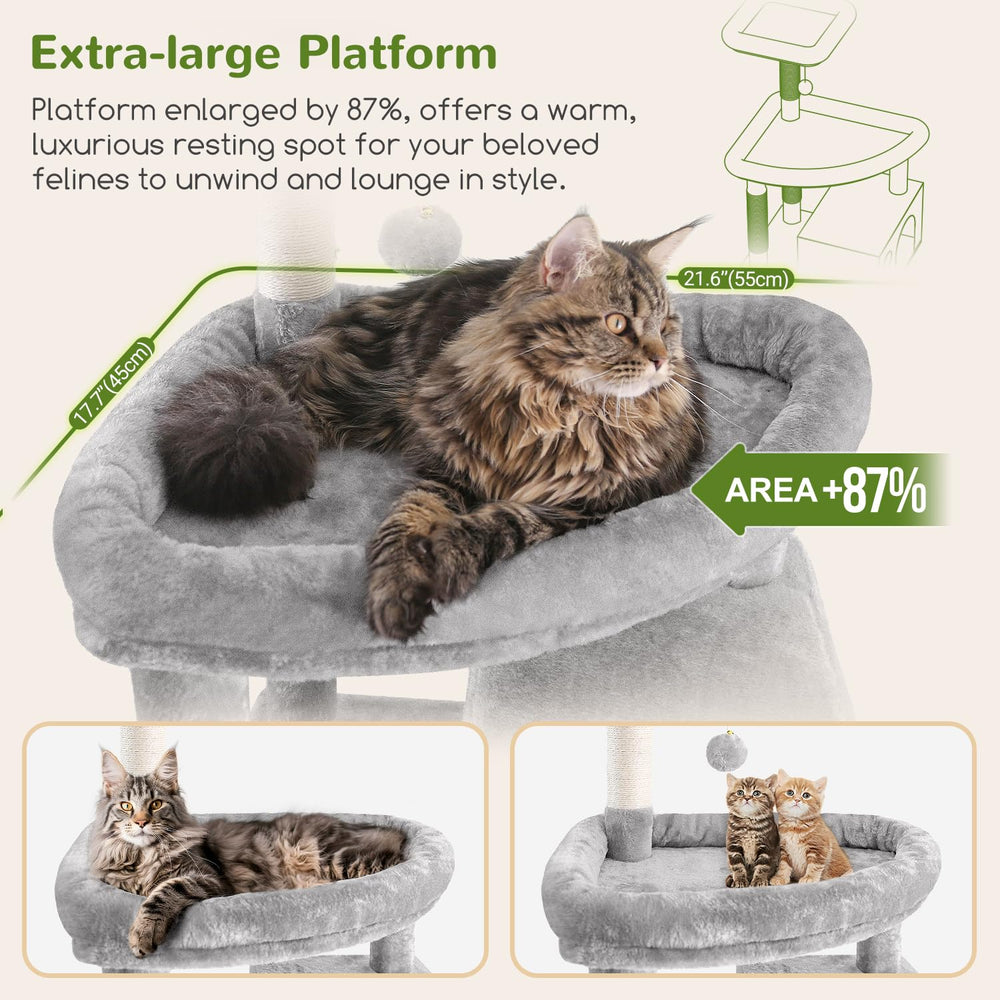 Globlazer giant cat tree platform provides ample lounging space for adult cats