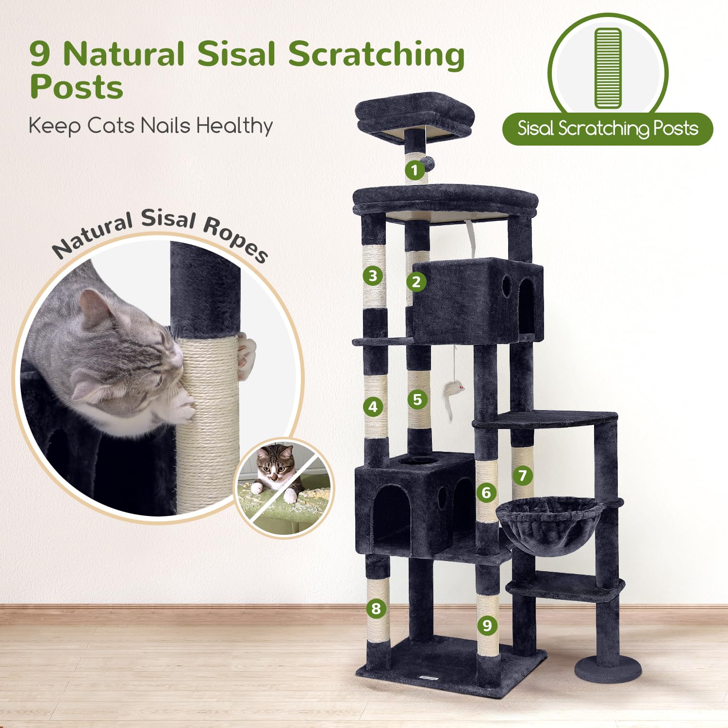 Globlazer nine natural sisal posts satisfy scratching needs
