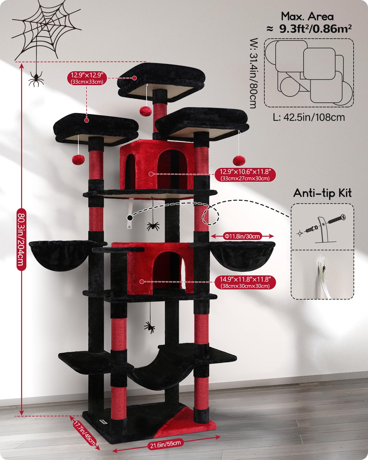Globlazer Gothic Cat Tree 80inch multi-level design for multiple cats