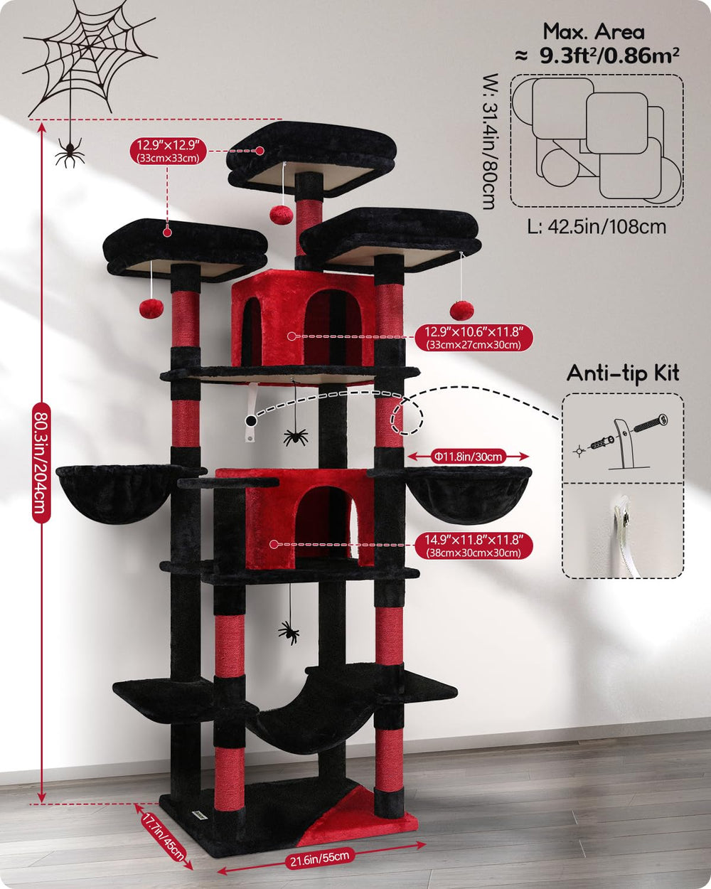 Globlazer Gothic Cat Tree 80inch multi-level design for multiple cats