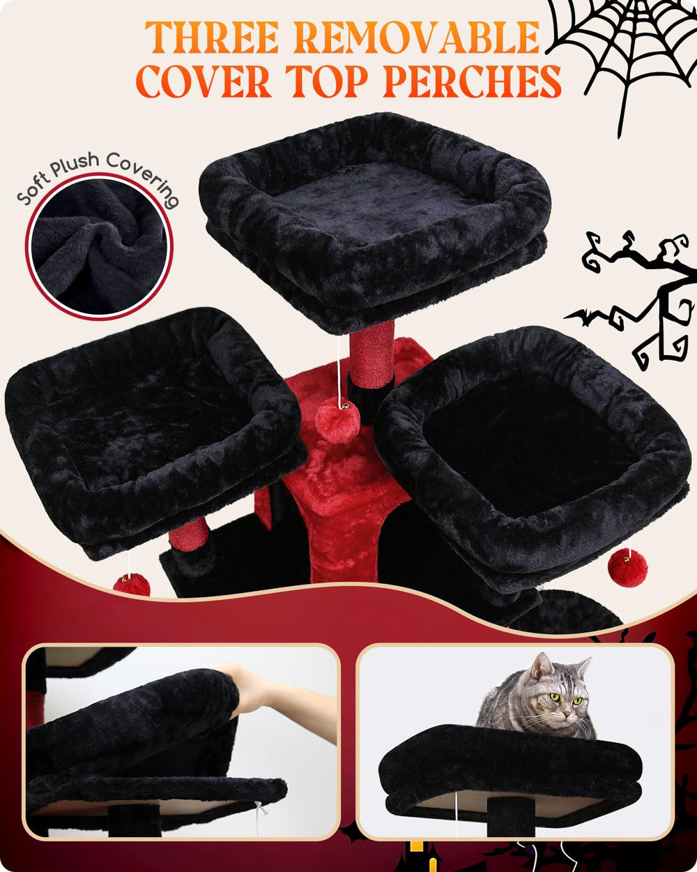 Globlazer Gothic Cat Tree 80inch sisal posts satisfying scratching instincts