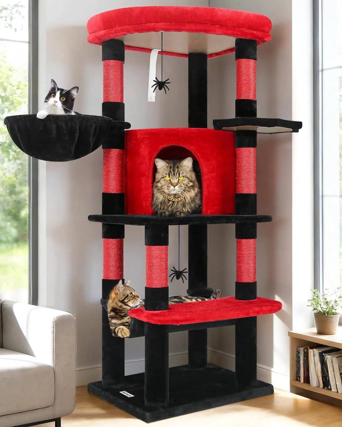 Globlazer Gothic corner cat tree top perch provides expansive view for curious indoor cats