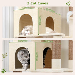 Globlazer cat tree with 2 condos creates safe hideaways for calm retreats.