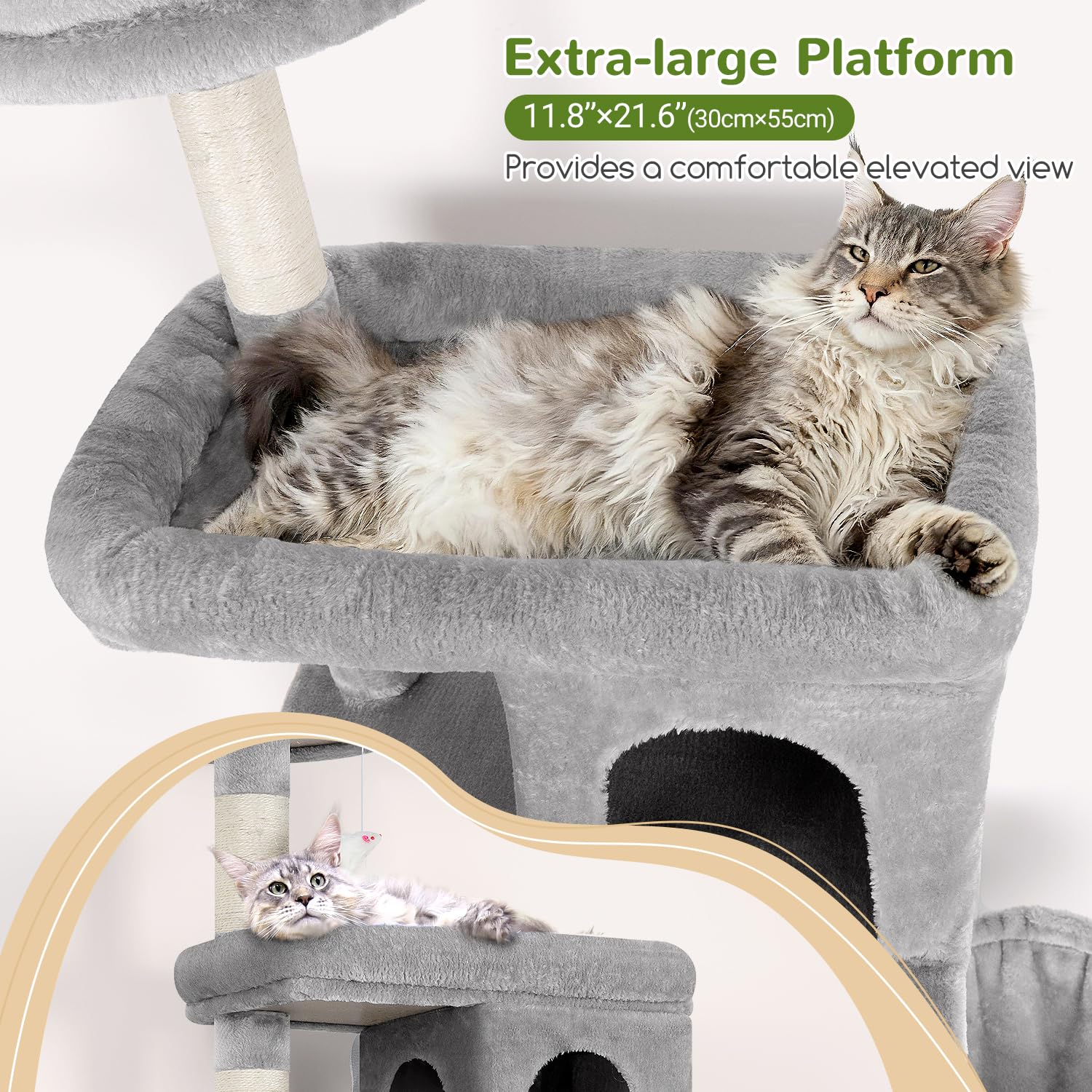 Globlazer 72-inch tall cat tree offers a tall, stable lookout for big cats.
