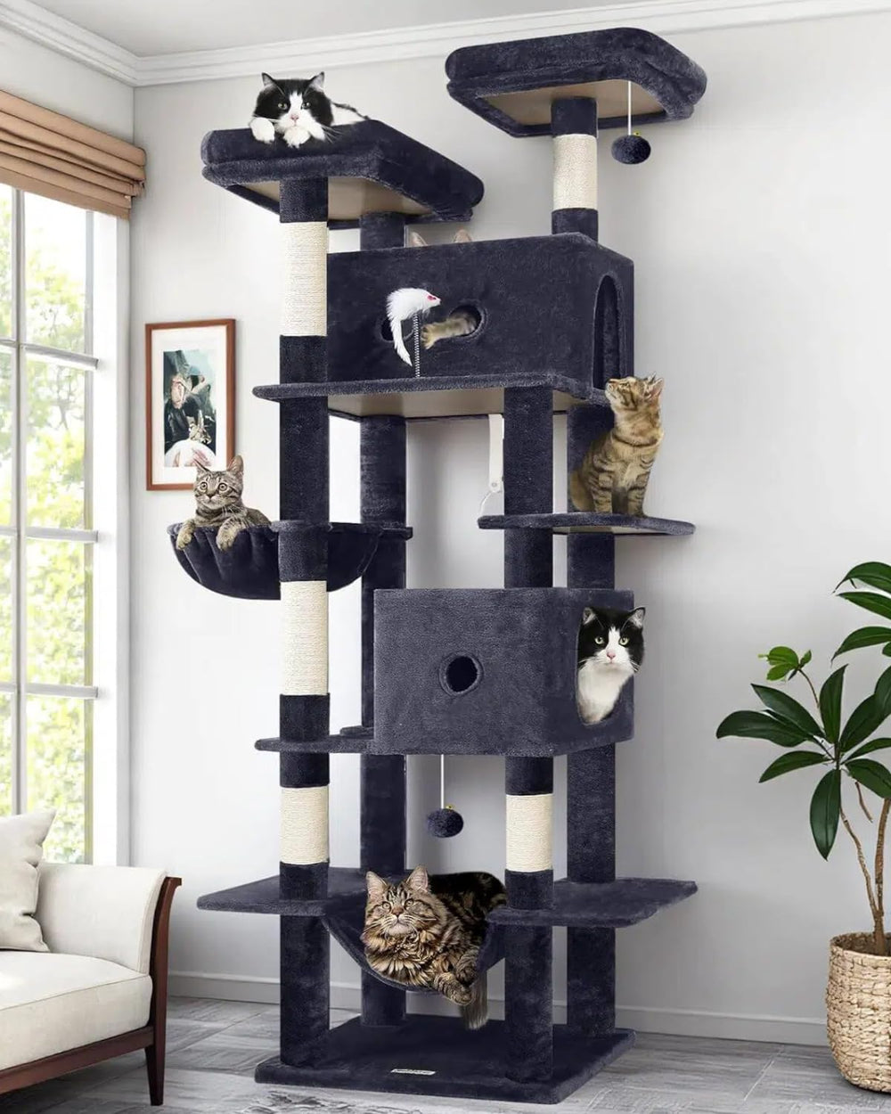 Globlazer heavy-duty 80in cat tree with multiple scratching posts for active indoor cats.
