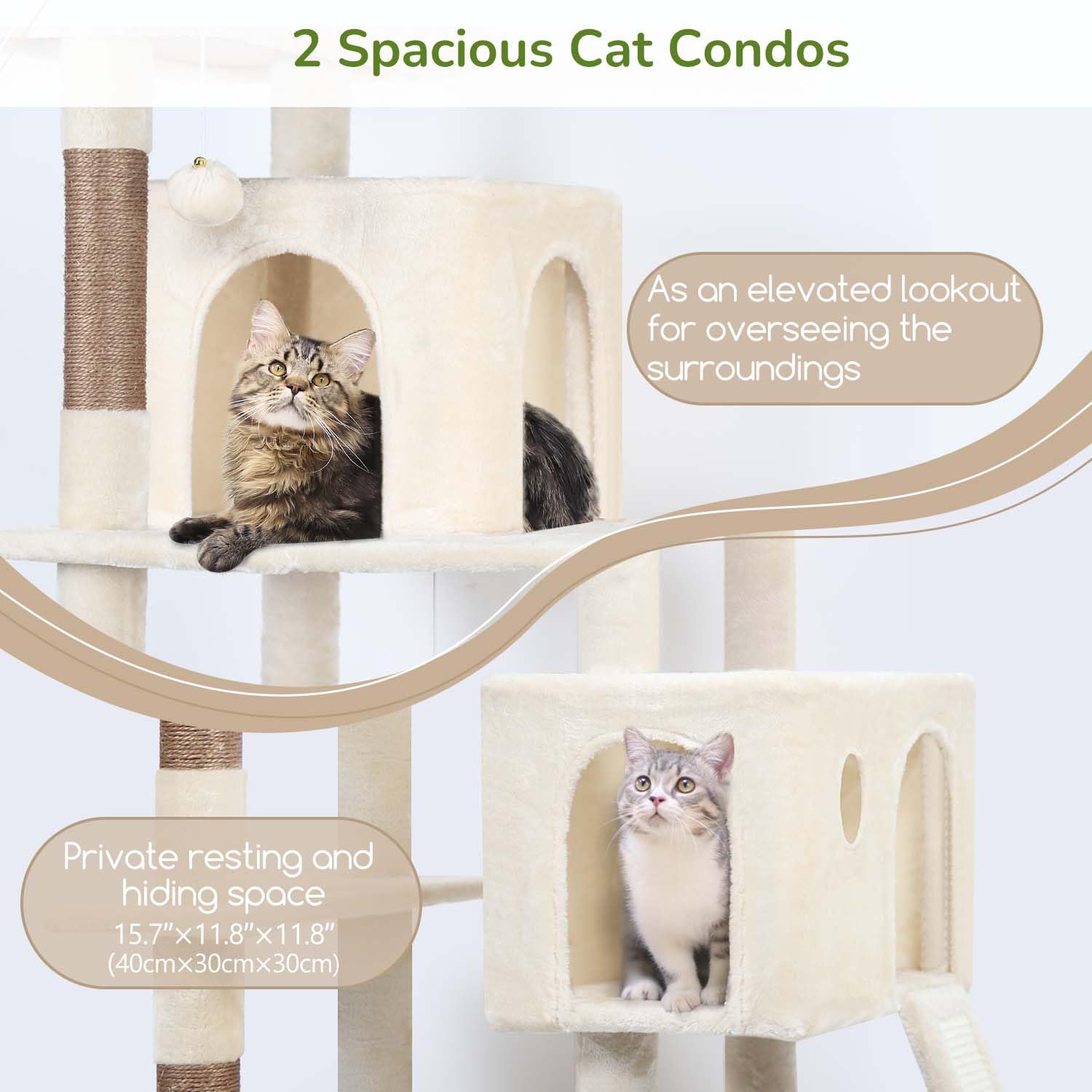 Globlazer heavy duty cat tree condo provides private hideaway for play and privacy.