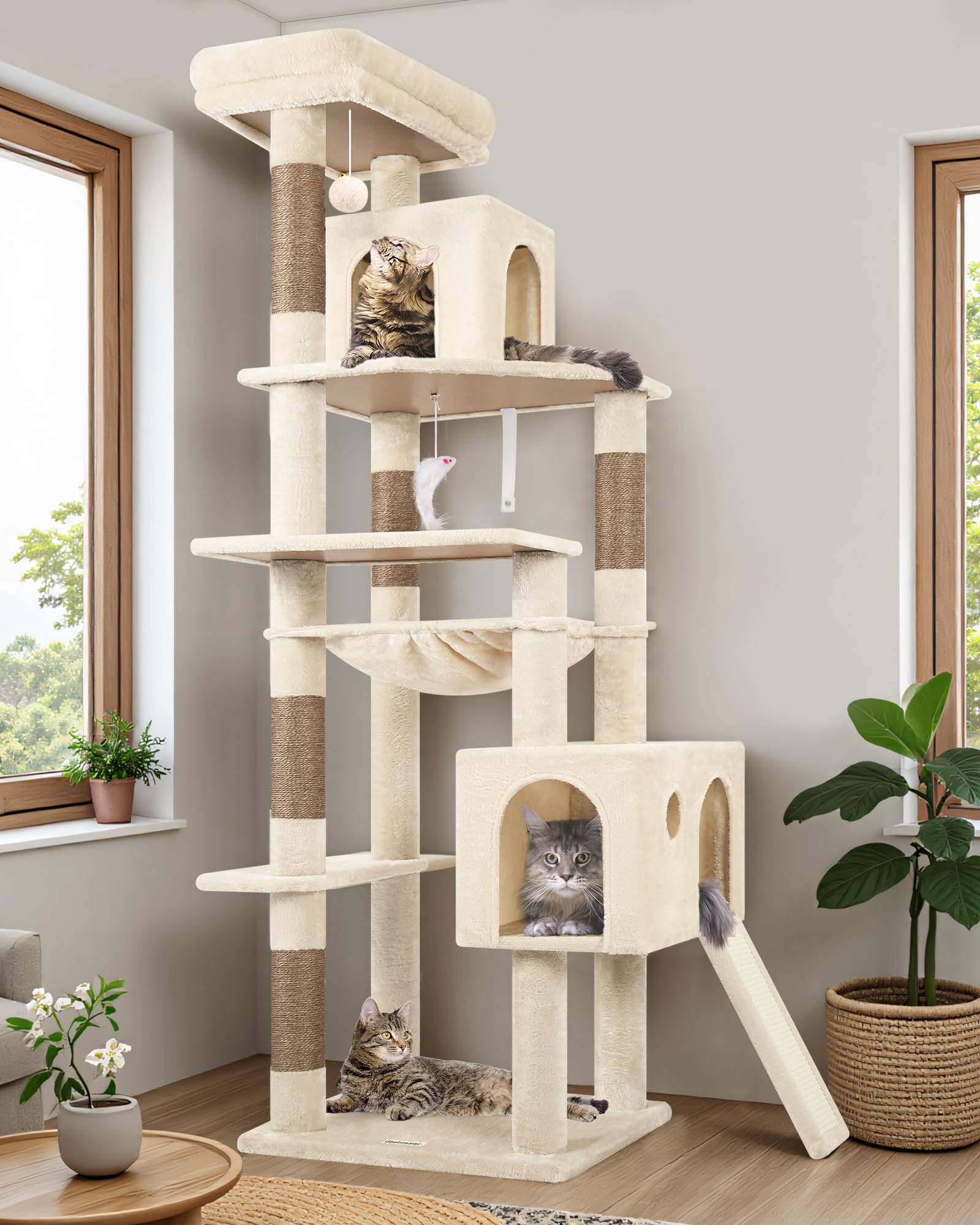Globlazer heavy duty cat tree hammock offers a spacious resting spot for large and adult cats.