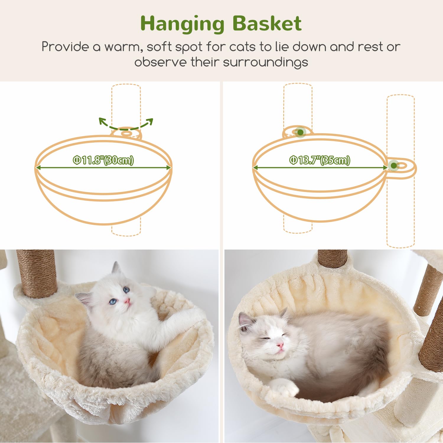 Multi-level design encourages jumping and scratching between heights for active cats.