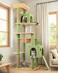 Globlazer large cactus cat tree top perch for elevated view and comfy rest for cats.