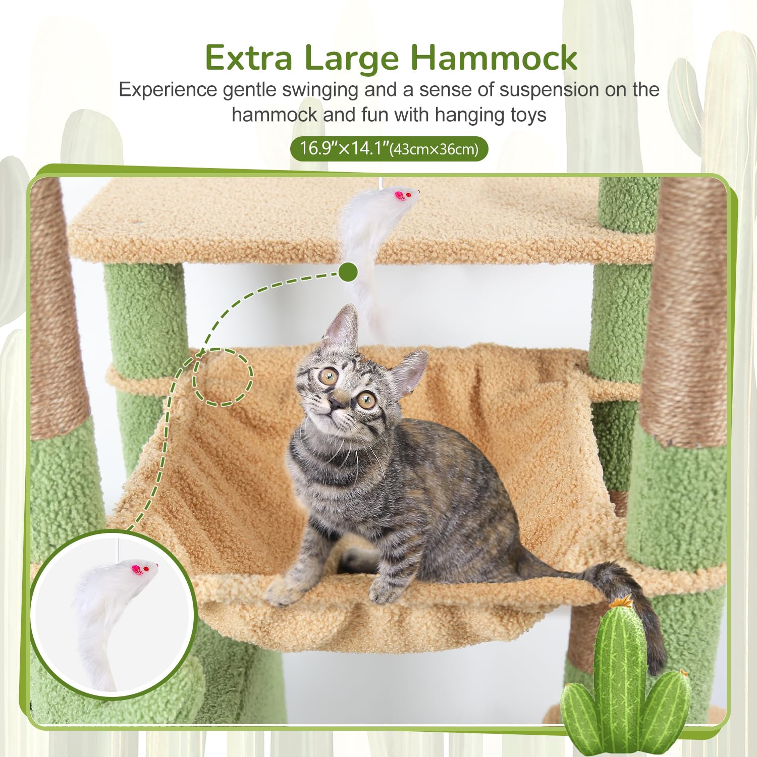 Globlazer cactus cat tree with five sisal posts for scratching durability.