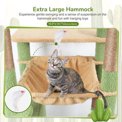 Globlazer cactus cat tree with five sisal posts for scratching durability.