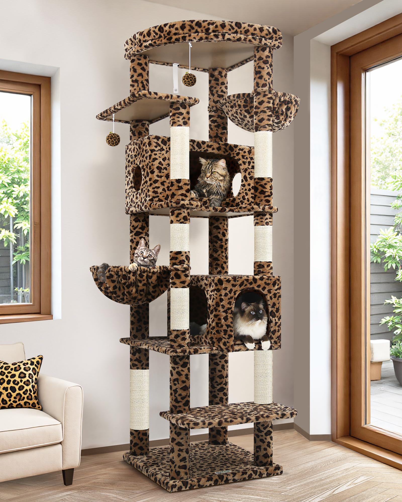 Globlazer S74 leopard top perch provides elevated viewing for curious cats.