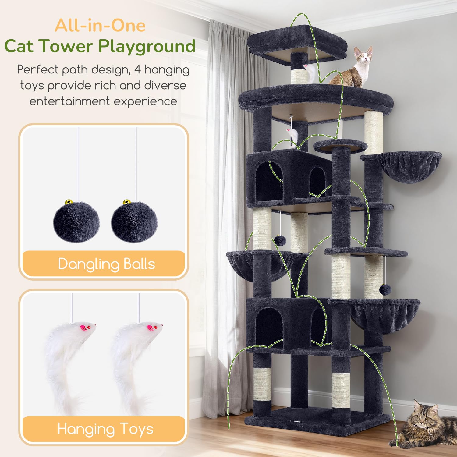 Globlazer S82 four hanging toys add interactive play for daily enrichment.
