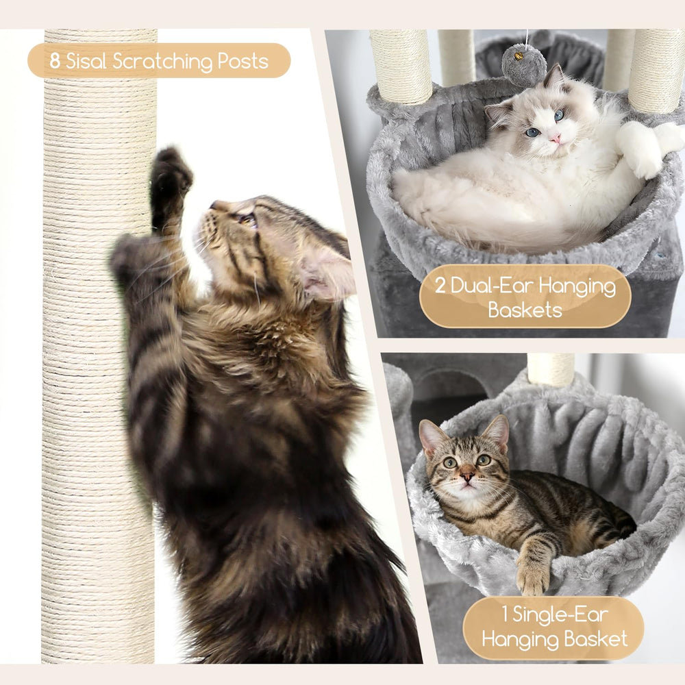 Globlazer S82 hanging baskets give cozy spots for multiple cats.