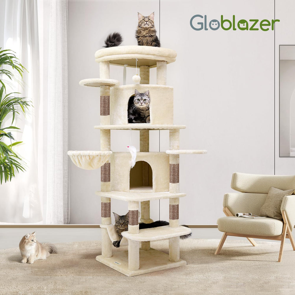 Globlazer six scratching posts promote varied scratching and play.