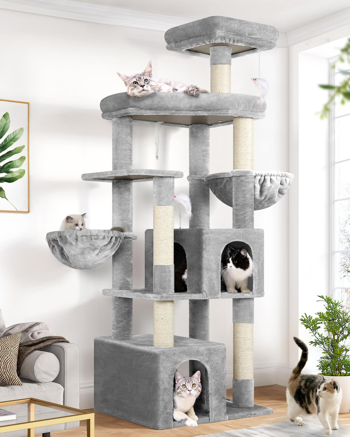 Globlazer sturdy cat tree base provides stable support for large cats.