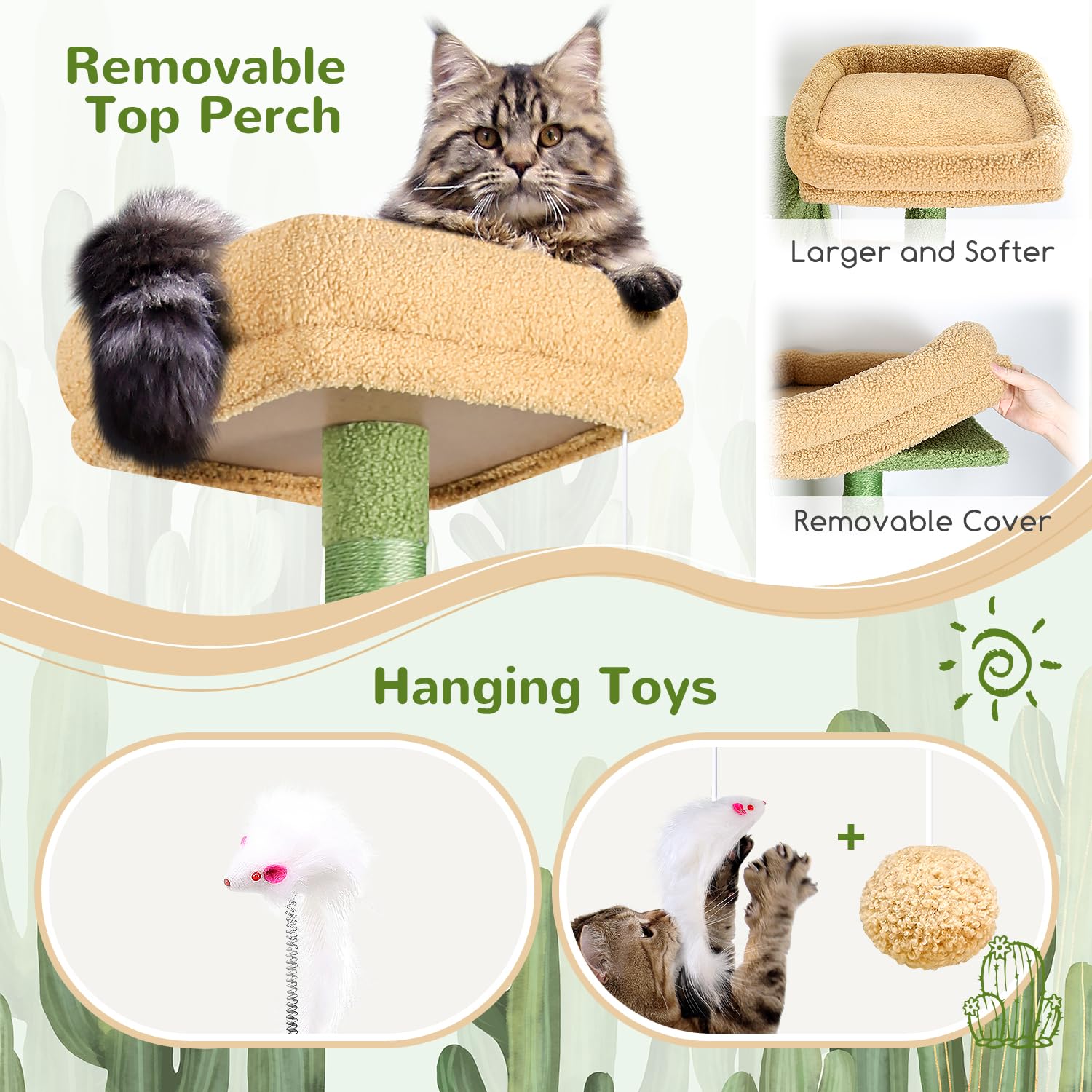 Globlazer sturdy cat tree enlarged base enhances stability during play.