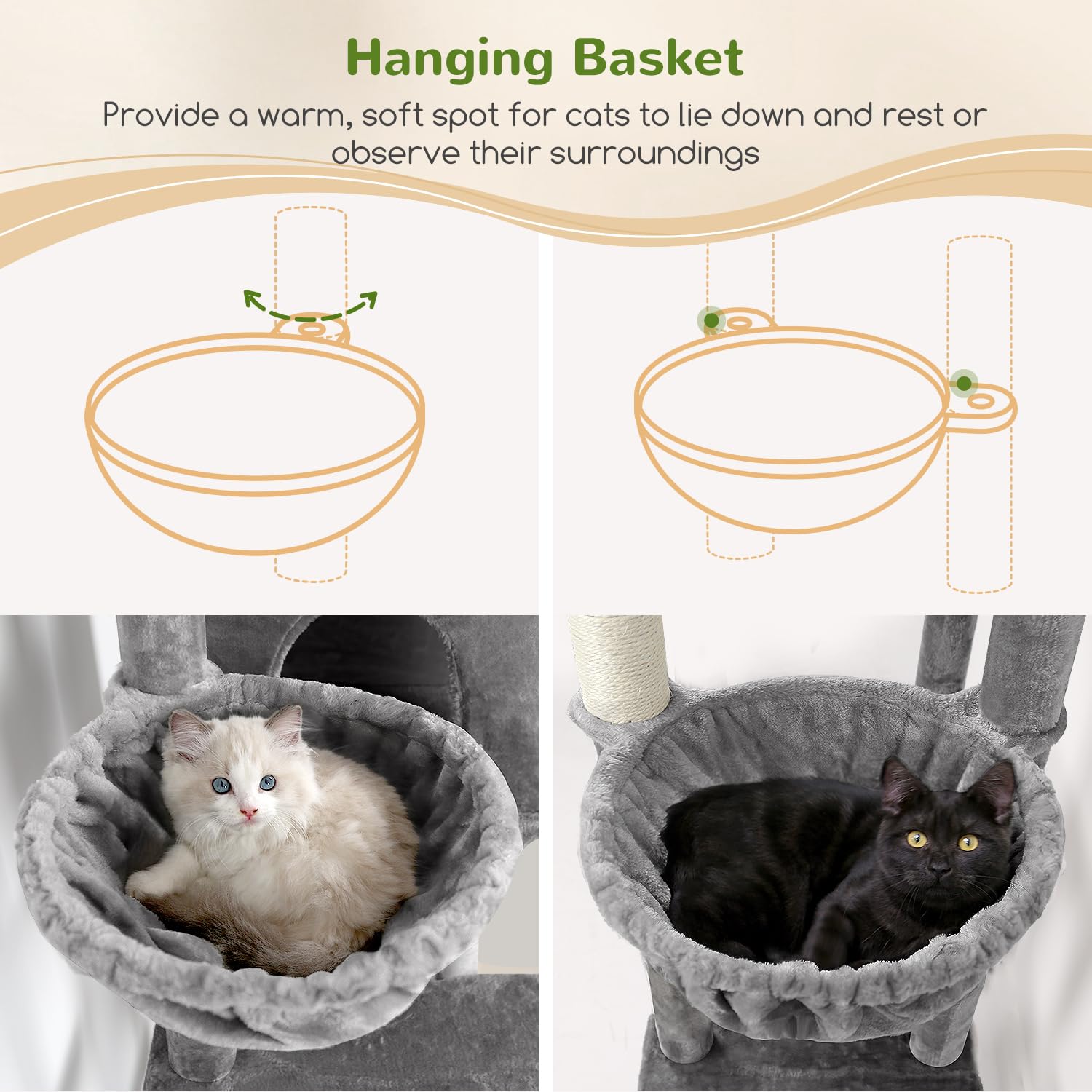 Globlazer five scratching posts encourage climbing and play.