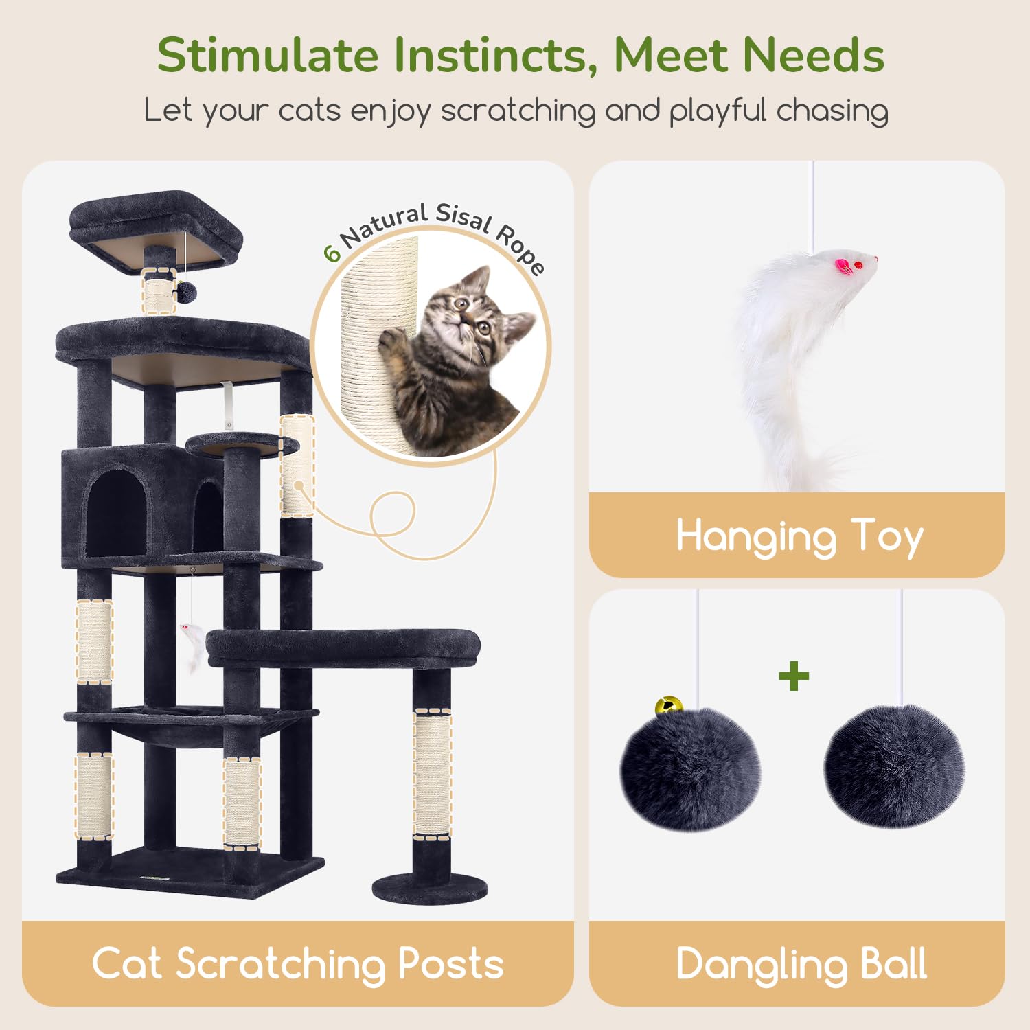 Globlazer XL cat tree anti-tip strap enhances room safety during play