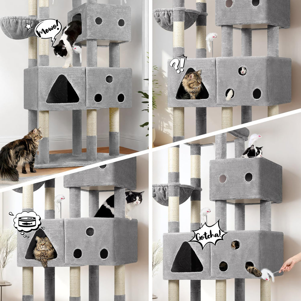 Globlazer XXL cat tree with multiple levels and 3 condos supports multi-cat living.