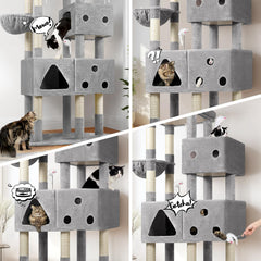 Globlazer XXL cat tree with multiple levels and 3 condos supports multi-cat living.