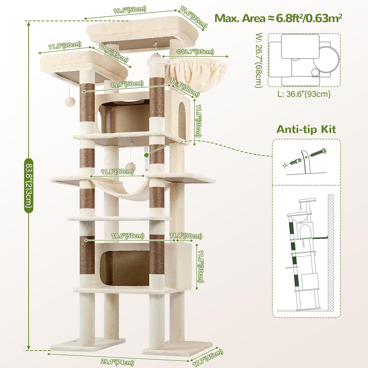 Globlazer XXL cat tree plush fabric cleans easily with a quick wipe.