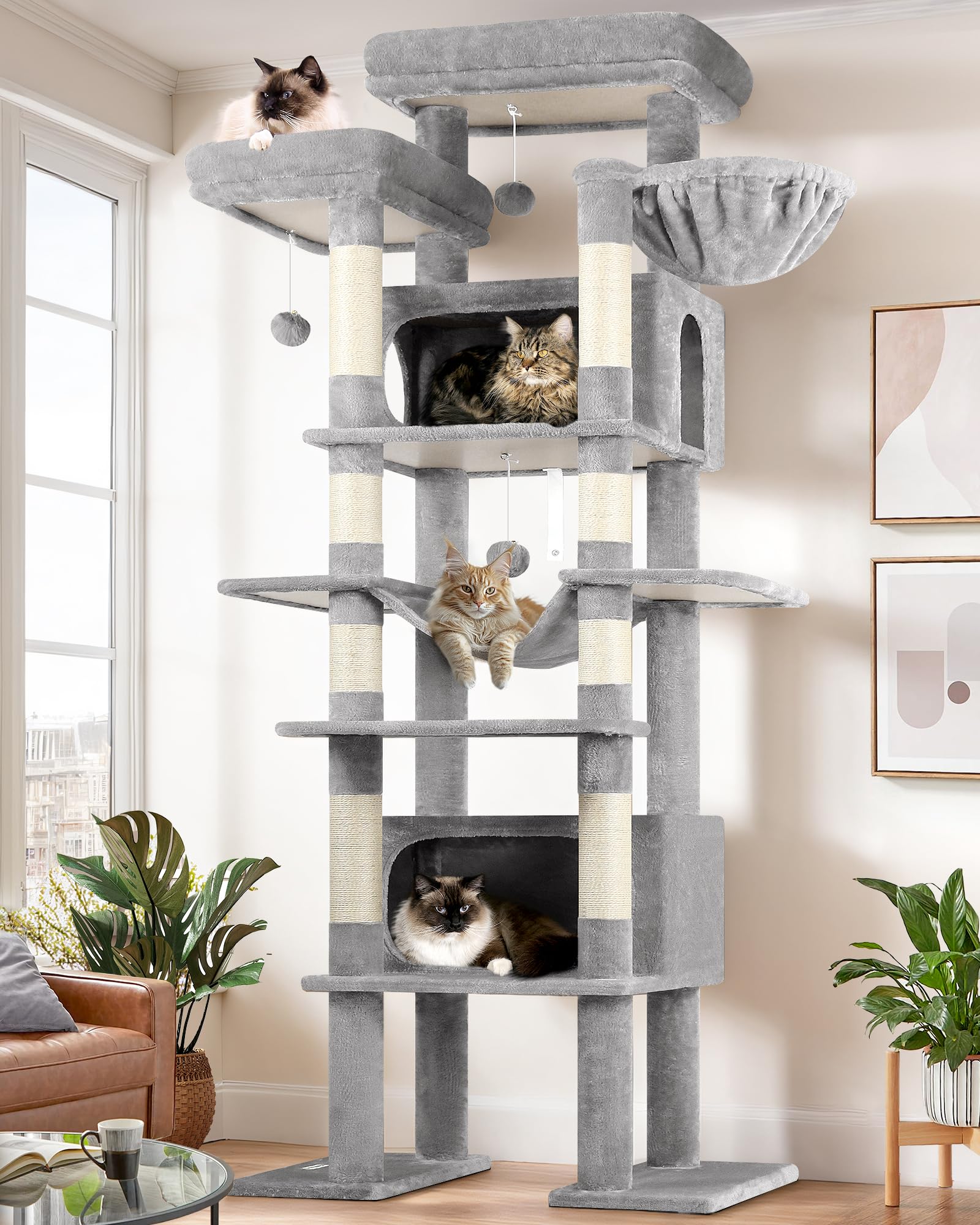 Globlazer XXL cat tree top platforms provide elevated viewpoints for curious indoor cats.
