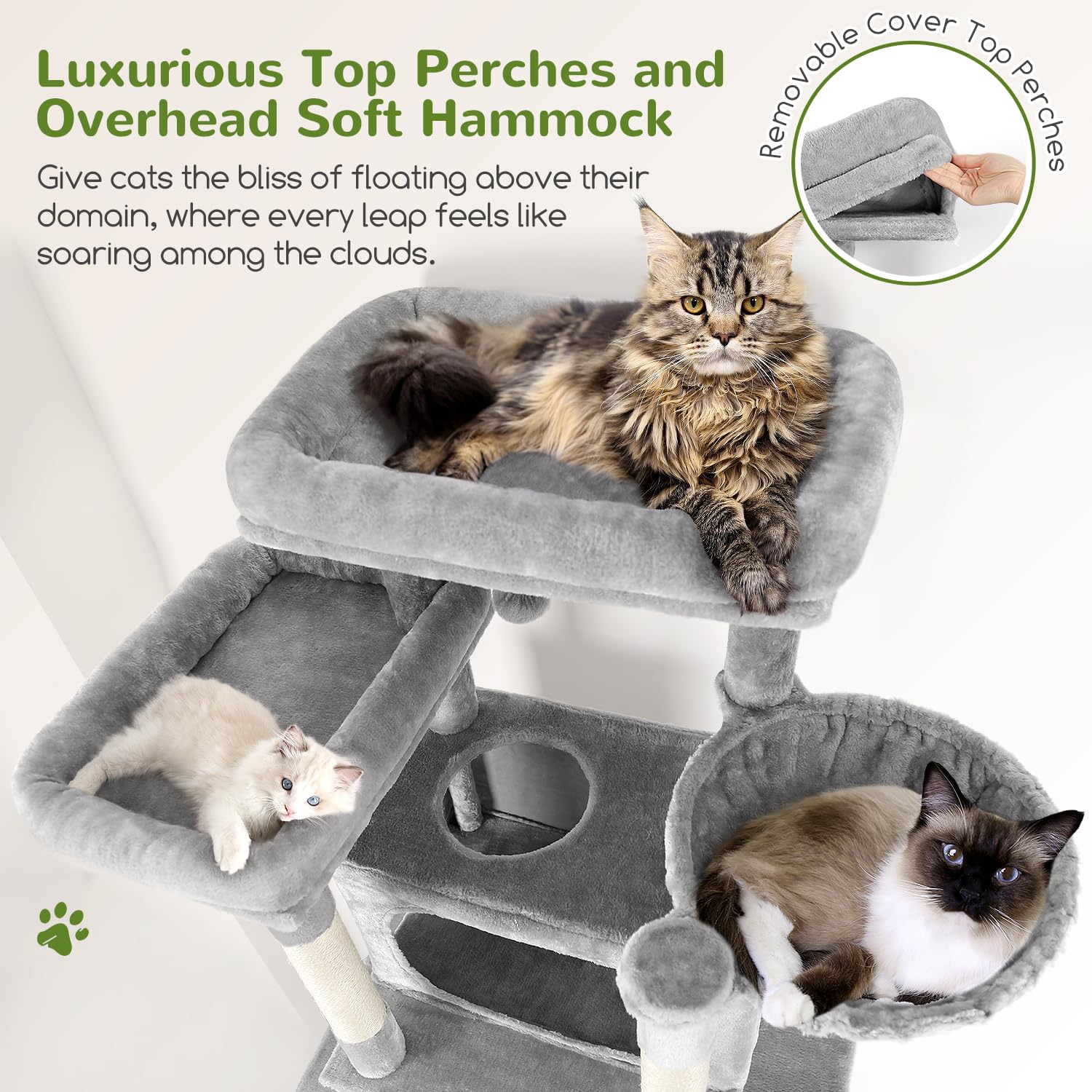 Globlazer XXL cat tree two cat condos offer private retreats for solo naps.