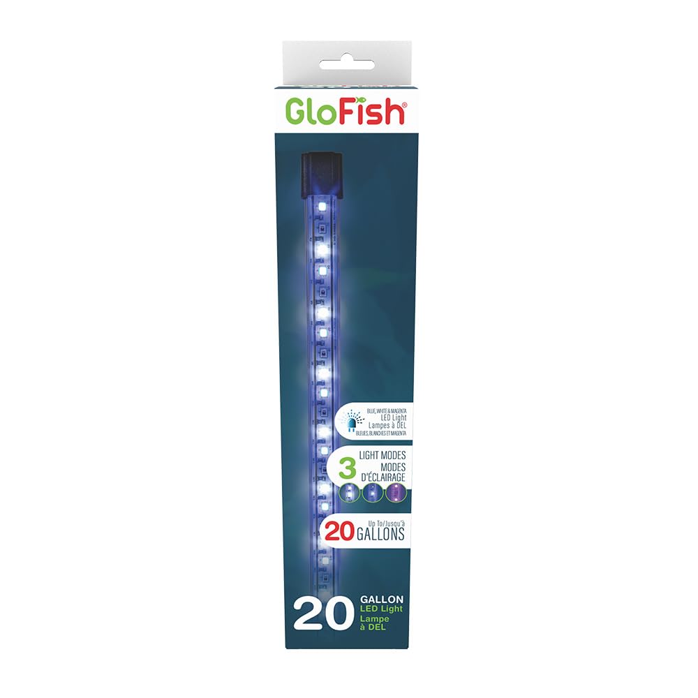 GloFish 10-Inch LED Light Stick clipped to aquarium frame for easy installation.