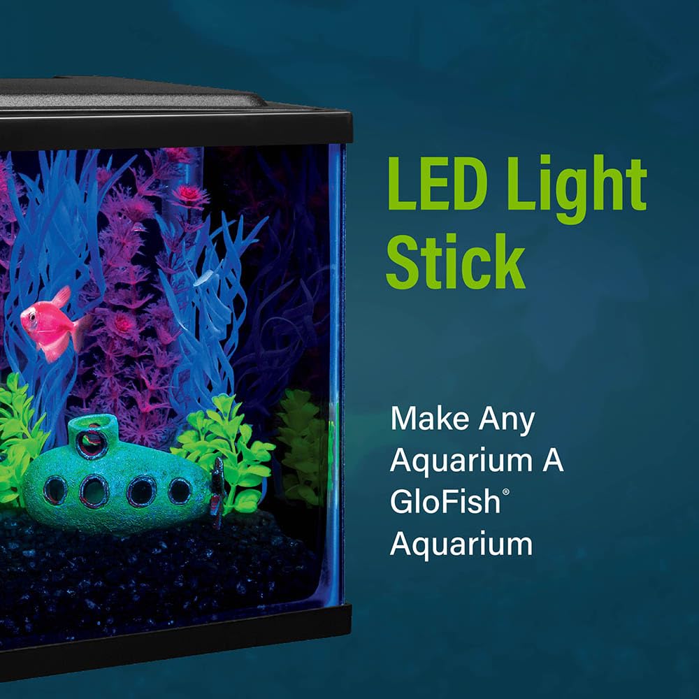 GloFish light stick in magenta mode boosts fluorescence with vibrant tones.