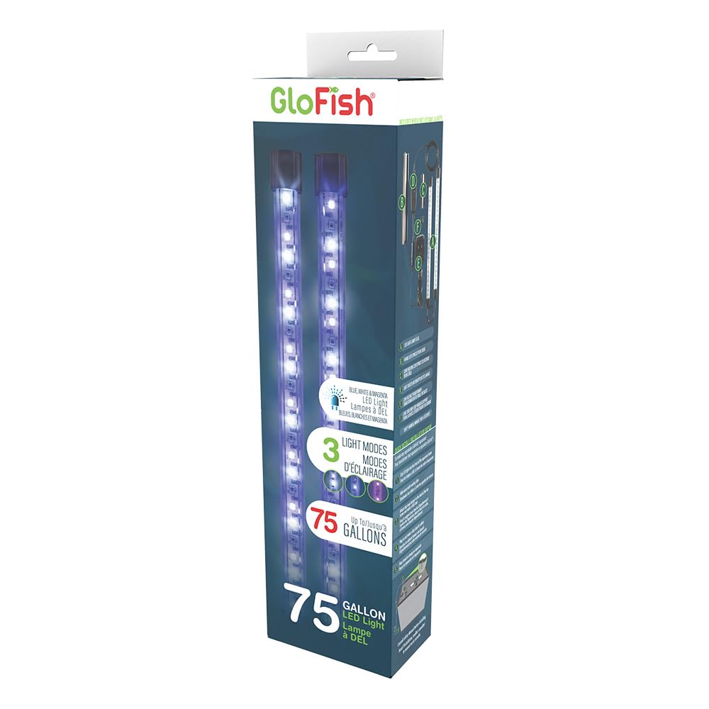 GloFish LED Light Sticks clipped to aquarium front for easy setup and color boost.