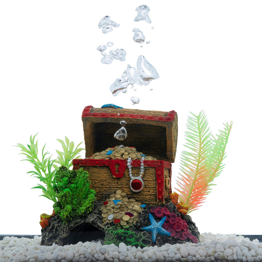 GloFish ornament doubles as an air pump, circulating bubbles and enhancing tank dynamics.