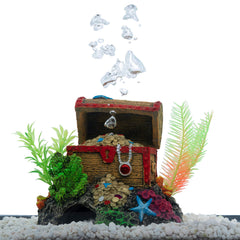 GloFish ornament doubles as an air pump, circulating bubbles and enhancing tank dynamics.