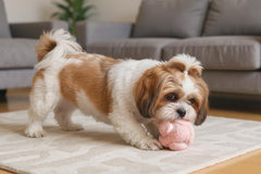 Glory To Dog Pink Snuffle Knot features 8 squeakers for engaging sound-driven exploration.