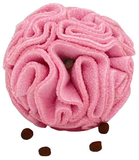 Glory To Dog snuffleball pink foraging toy encourages mindful sniffing and activity