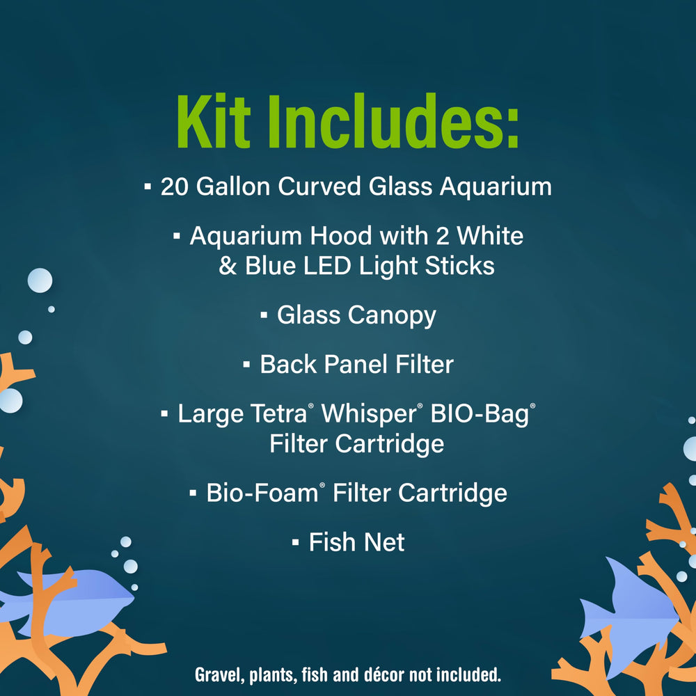 Glass canopy on the GloFish aquarium reduces glare and allows easy feeding access.