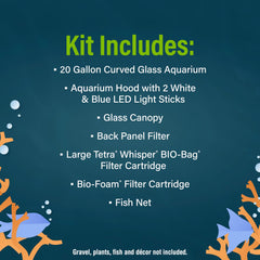 Glass canopy on the GloFish aquarium reduces glare and allows easy feeding access.