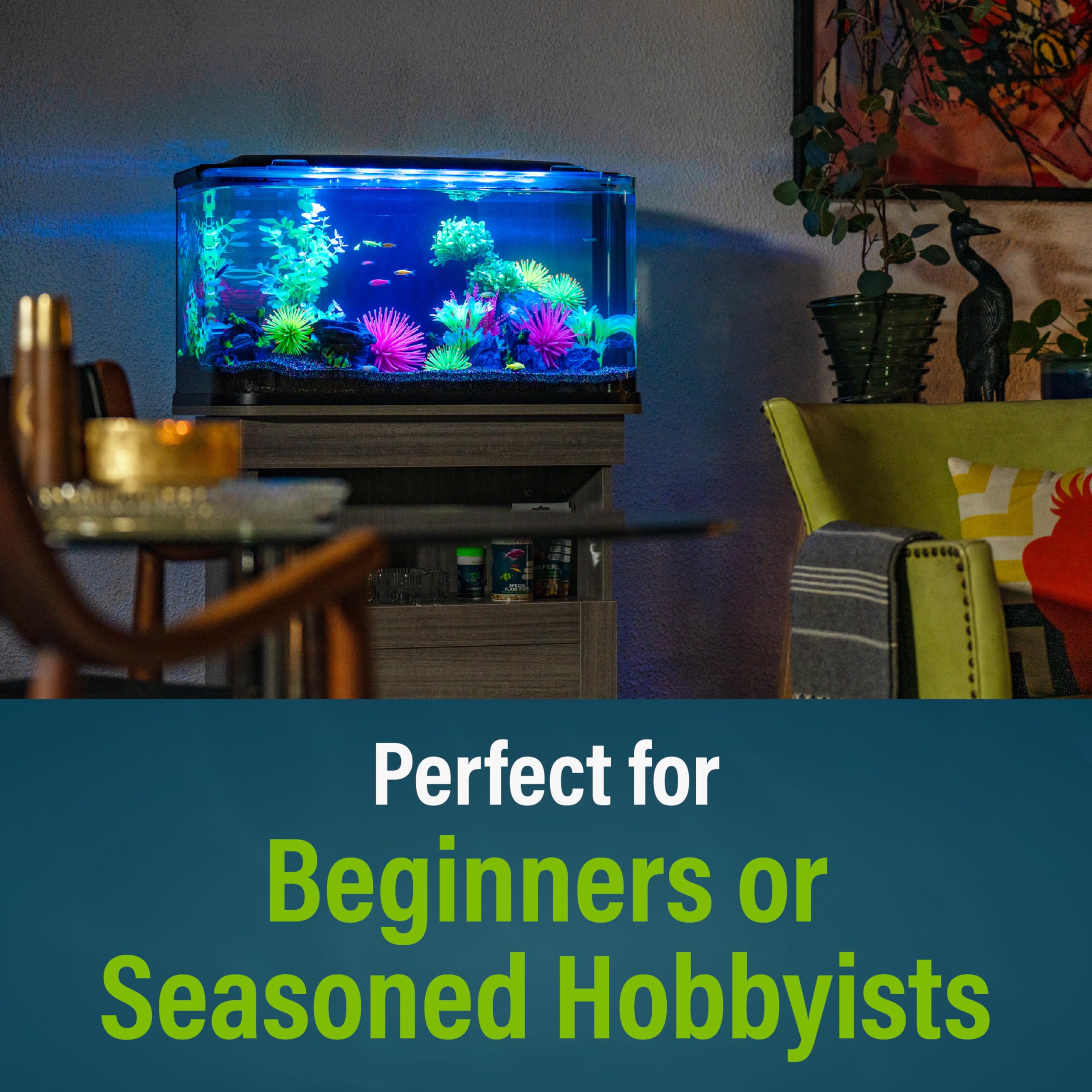 Compatible stand option helps achieve a cohesive, polished display for the GloFish kit.