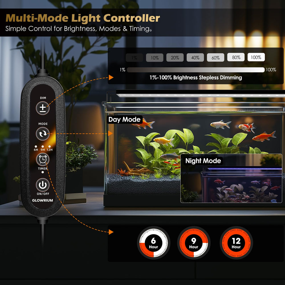 GLOWRIUM extendable bracket fits 36-41 inch tanks for easy setup