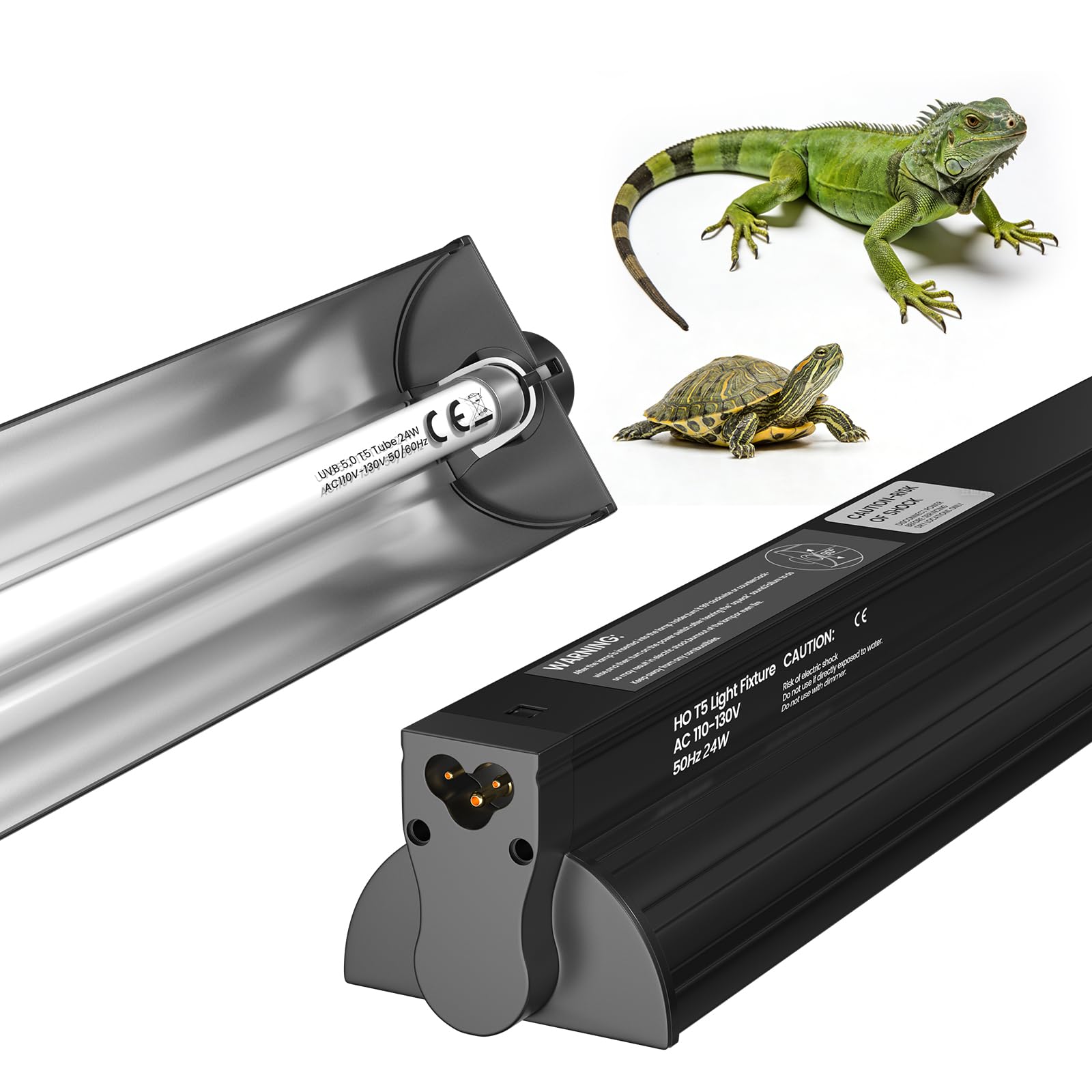 GlowUp 22inch T5 UVB kit, front view, ideal for 24-inch terrariums.